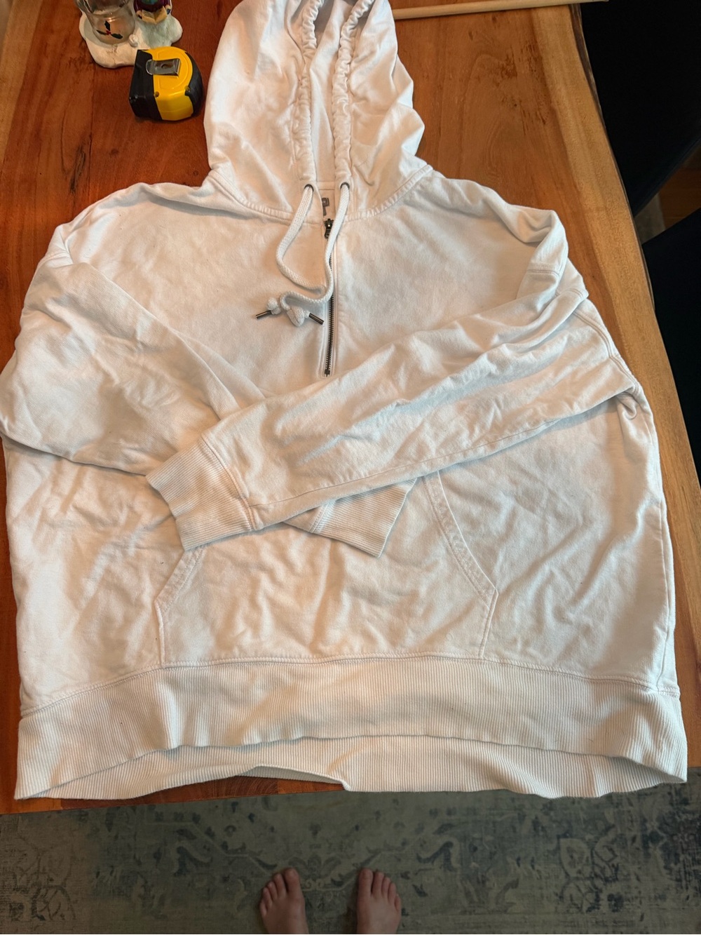 aerie White Half-Zip Hoodie Sweatshirt 100% cotton - Picture 6 of 8
